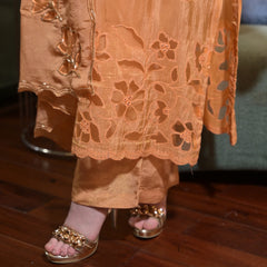 Orange Appliqué Pakistani Suit