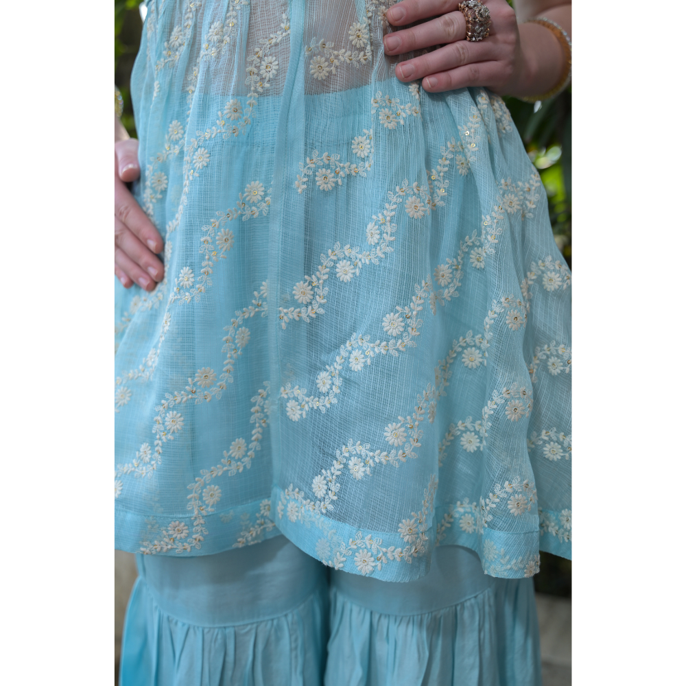 Sky Blue Sharara Set