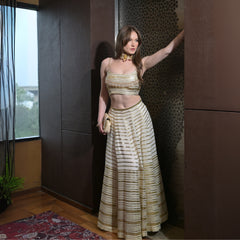 White Gota Patti Flowy Lehenga